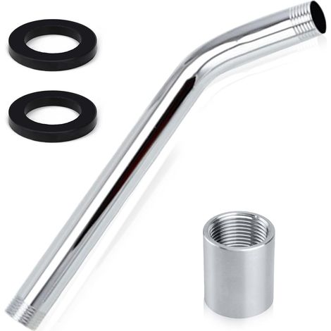 Rallonge de Pommeau de Douche en Acier Inoxydable 23 cm Extension de Bras de Douche de G 1/2\" Coudé de Tuyau Douche et 2 Rondelles pour Pommeau de Douche Accessoire de Salle de Bain (1/5)