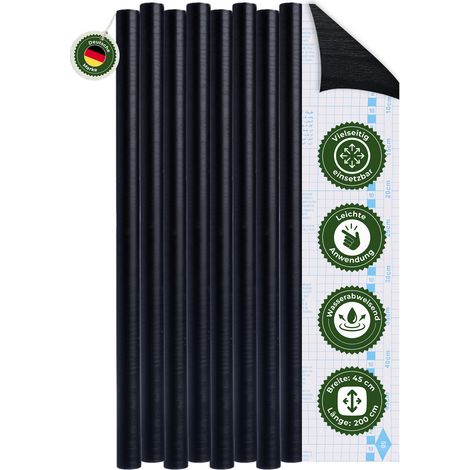 Klebefolie Klebefolie Möbel – Möbelfolie selbstklebend Struktur Schwarz 2er Set, 2 x 45 x 200 cm, zuschneidbar, rückstandsfrei entfernbar – Veluxis