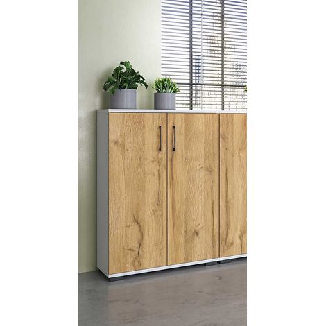 Armoire basse de bureau chêne/blanc Organza (1/5)