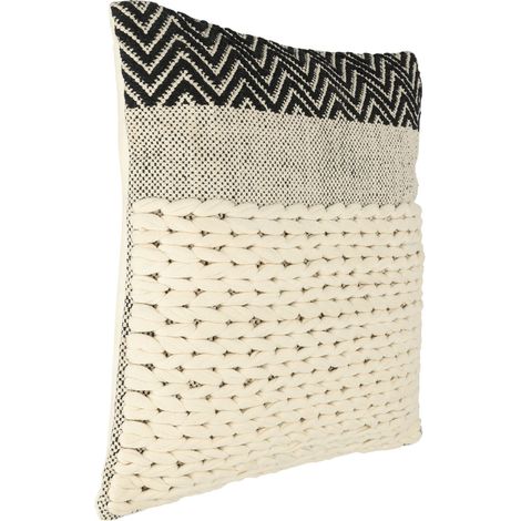 EGLO LIVING Kissen Chevery, Couch Zierkissen im Industrial Vintage Design, Dekokissen handgewebt aus Baumwolle und Polyester in Creme und Braun, Kissenbezug mit Inlett, Sofakissen 50x50 cm