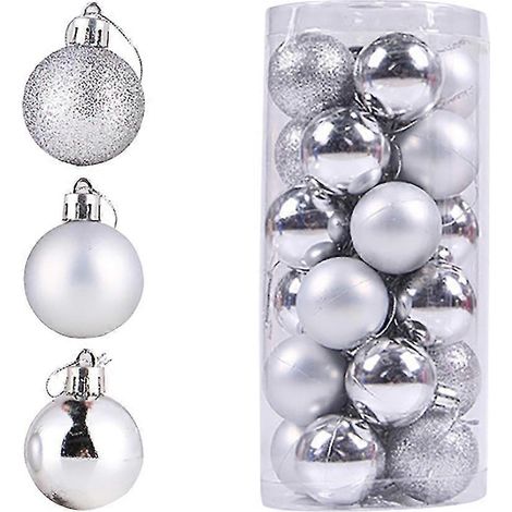 24 boules de Noël à suspendre pour décorer le sapin et votre fête + 6 figurines de Père Noël (1/5)