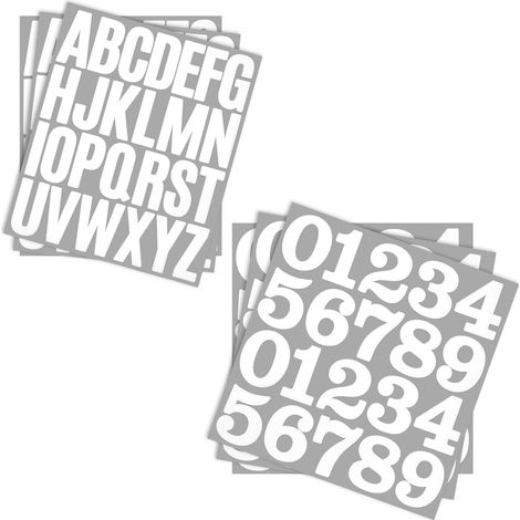 Lot de 138 lettres et chiffres autocollants en vinyle pour boîte aux lettres et chiffres pour l'extérieur - 5,1 cm - Blanc (1/5)