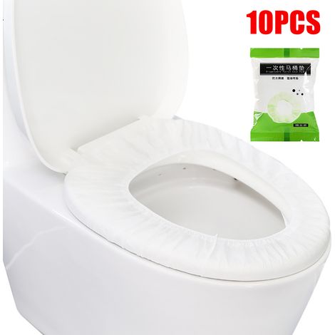 Lot de 10 coussins de siège WC jetables imperméables, housses de toilettes portables (1/5)