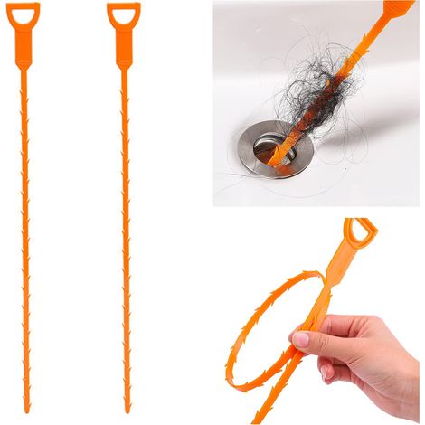 Crochet de nettoyage evier,outil de débouchage d'évier,Vidange Hair Remover Clog,nettoyeur de drain réutilisable, épilateur de drain pour égout,cuisine,évier de salle de bain,2 PCS (1/5)