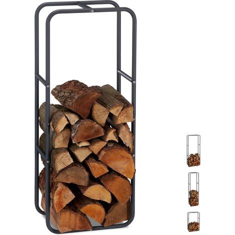 Porte-bches en acier anthracite – Support bches intérieur/extérieur – Dimensions H x L 100 x 40 cm – Rangement décoratif et pratique (1/5)