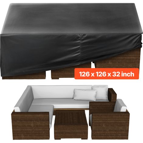 VEVOR Copertura Quadrato per Mobili da Giardino da 320 x 320 x 81 cm Grande Copertura Impermeabile per Tavolo e Sedie da Pranzo da Esterno 420D, con Presa deAria per Tutte Stagioni, Nero