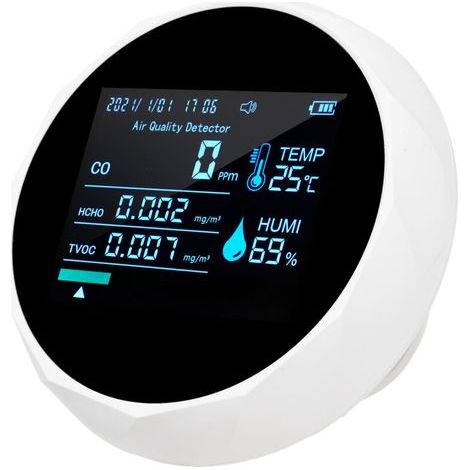 [JAMAIS UTILISÉ] Moniteur de qualité de l’air multifonction 6 en 1 2CO16TB, détecteur portable de formaldéhyde, testeur professionnel pour intérieur, analyseur CO, TVOC, HCHO, humidité, température, a (1/4)