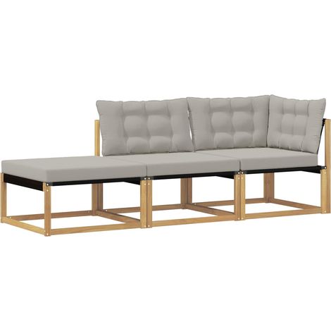 Conjunto de sofás de exterior con cojín Blanco y Gris Claro vidaXL (1/5)