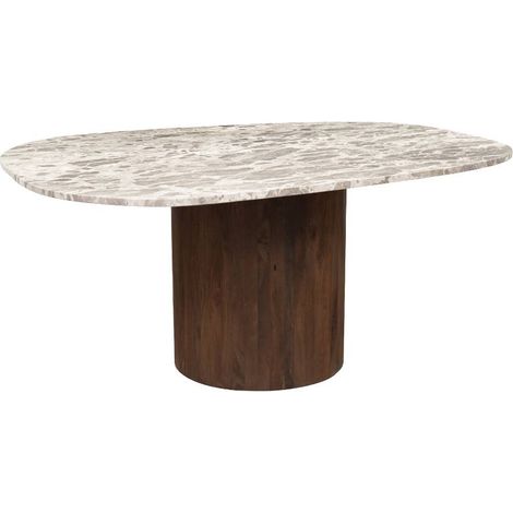 Table à manger en bois de manguier et en marbre Agnès (1/5)