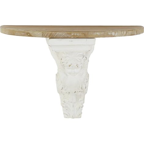 Console élégante angelique en bois naturel et blanc - Blanc nuancé de bois naturel (1/5)