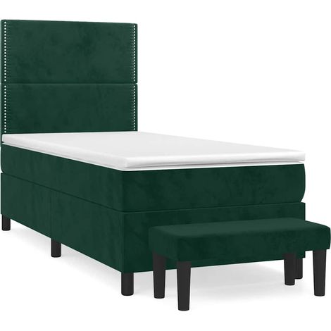 Maison Exclusive - Boxspringbett mit Matratze Dunkelgrün 90x200 c