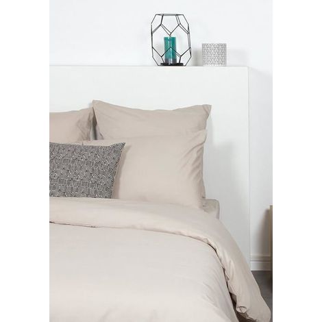 Taie d'oreiller - COTE DECO - Unie Polycoton - 50x70 cm - Couleur lin - Lavable à 60°