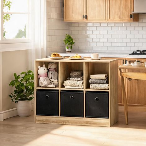 Étagère cube en bois mélaminé pour salon avec tiroirs (1/5)