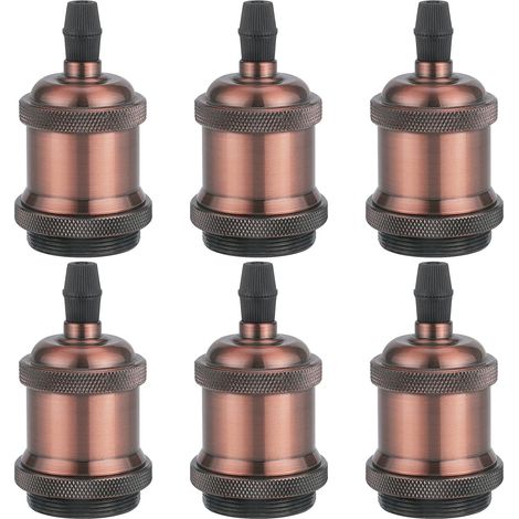 STOEX Vintage Lampenfassung Aluminium E27 Sockel für DIY Wandleuchte Tisch Deckenleuchte (6Pcs Rotkupfer)