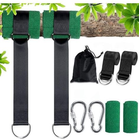 Sangles Extérieures pour Hamac et Balançoire d’Arbre – 2 x 150 cm avec Anneaux en D et Mousquetons – Charge Maximale 500 kg (1/4)