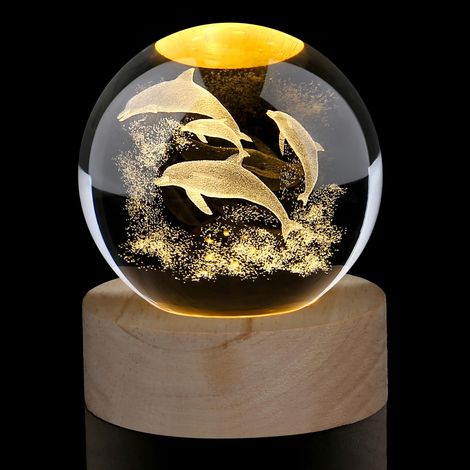Boule de verre décorative de 60 mm en forme de dauphin, boule à neige, boule de cristal en verre, presse-papier avec dauphin - Un cadeau pour les amoureux des animaux (1/5)