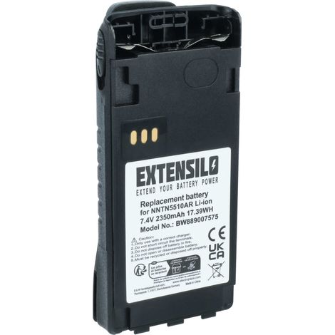 EXTENSILO Batterie compatible avec Motorola GP340 EX radio talkie-walkie (2350mAh, 7,4V, Li-ion) - avec clip de ceinture