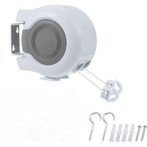Étendoir à linge double rétractable 26 m – Blanc, usage intérieur/extérieur, pour linge sec et humide, facile à installer (1/5)