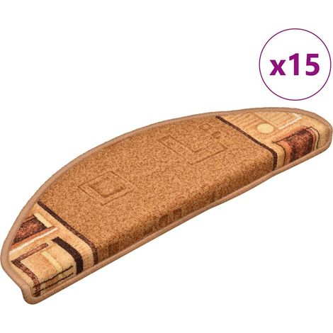 Tapis d'escalier-Moquette d'escalier-Tapis de marches autocollants 15 pcs Beige 65x21x4 cm 244504 (1/5)