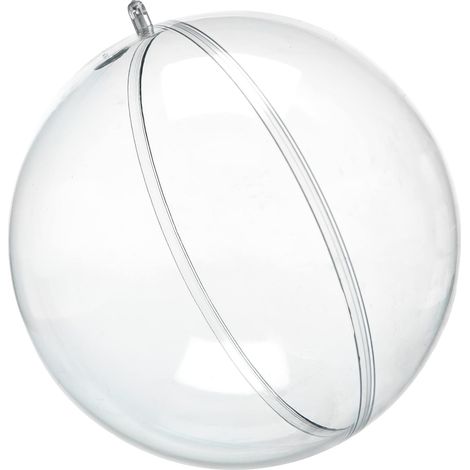 Boule en plastique perforée transparente 16 cm – Idéale pour sapin, mariages, fêtes et chaînes LED, cristal clair (1/2)