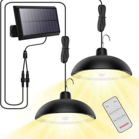 Lampe Solaire Exterieur, 78 LED 4 Mode Lampe Solaire avec Capteur de Mouvement, TéLéCommande, 360° Panneau Solaire Réglable (1/4)