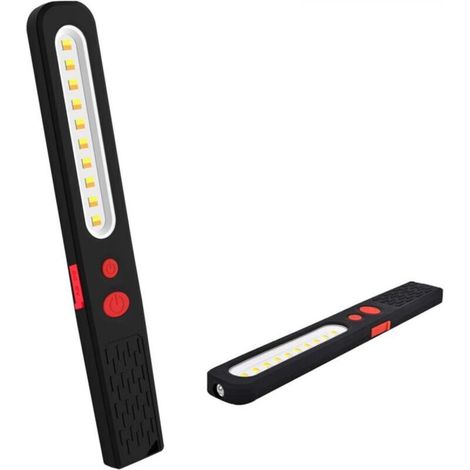 Lampe de Travail LED Rechargeable, Lumière combinée Double Couleur Lampe d'inspection 2 en 1 et 3 W COB LED Torche Lampe avec Double Magnétique pour Auto Garage Atelier Camping Bricolage etc (1/5)