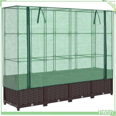 Jardinière surélevée avec housse - FAFEICY - 4015802 - 160x40x138 cm - Aspect rotin - Housse imperméable (1/5)
