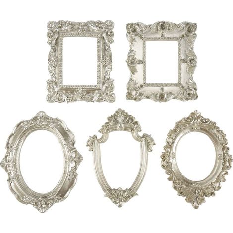 5-teiliges Vintage-Fotorahmen-Set aus Kunstharz, ovaler und rechteckiger Blumenrahmen, Tischständer zur Fotodekoration (1/4)