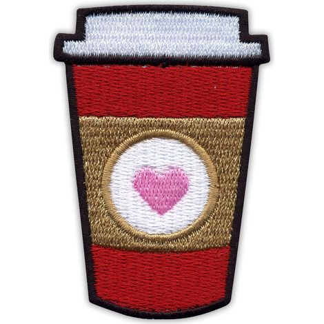 Patchion Kaffee zum Mitnehmen – Aufbügelbare/Heißsiegel-Rückseite – Gestickter Aufnäher/Abzeichen/Emblem