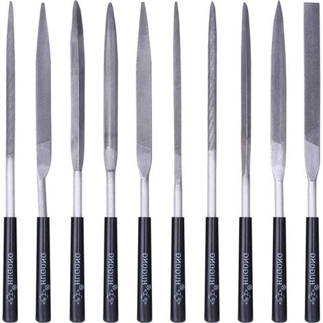 Lot de 10 mini-limes aiguilles pour bois, métal, plastique, petites limes, pour le durcissement des alliages d'acier (1/4)