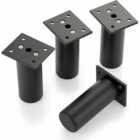 Pieds de meubles réglables - Pieds de lit - Pieds en aluminium pour sommiers - Armoires et tables - 4 pièces - Noir - Hauteur 100 mm (1/5)