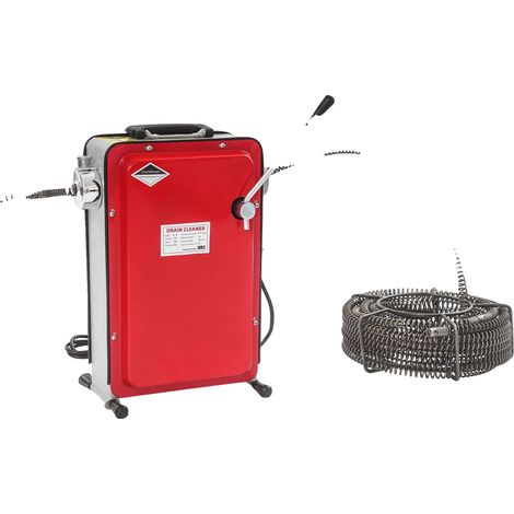 Máquina eléctrica para limpiar mangueras, longitud de limpieza de 30 m, diseño duradero, color rojo y gris. (1/2)