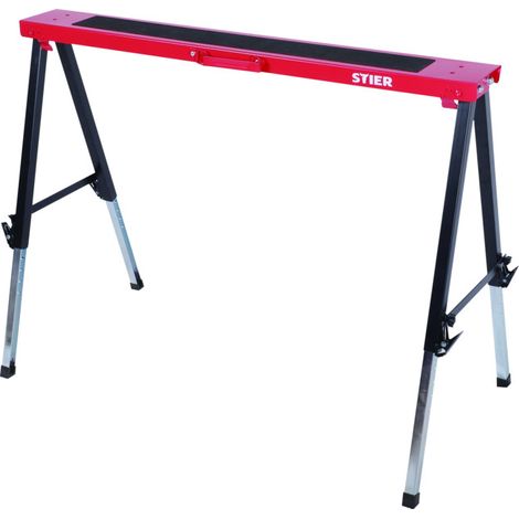 STIER Tréteau repliable réglable en hauteur 150 kg, réglage en hauteur, jusqu'à 91cm, 7.1kg, tréteau télescopique (1/5)