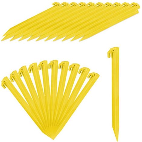 Bardusch-Piquet de fixation, lot de 32 sardines tente, piquet ancrage sol jardin 31 cm long, plastique, jaune (1/4)