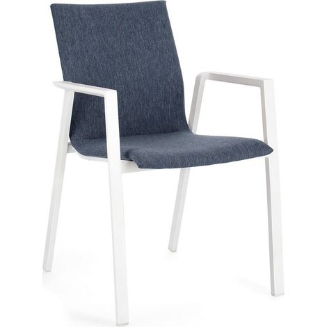 Sedia Odeon con braccioli, struttura in alluminio, impilabile, per esterno -Bianco - Denim / Confezione da 4 pezzi (1/5)