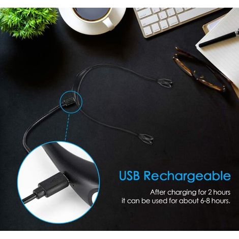 Liseuse tour de cou LED rechargeable, liseuse 4 LEDs avec 3 températures de couleur réglables et luminosité réglable, bras flexible, câble USB inclus, pour lire, tricoter, camper (1/3)