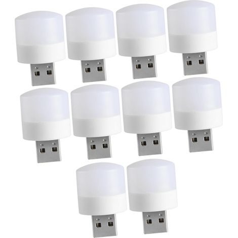 Veilleuse USB Compacte Blanche 10 Pièces, Lumière LED sans Scintillement (1/5)