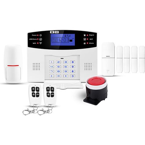 Alarme maison sans fil WiFi GSM écran 2.4" kit sécurité domestique avec sirène et détecteurs, contrôle via application