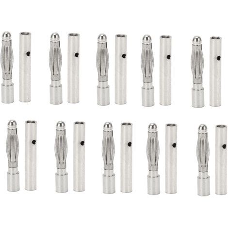 DEESSE SHOP-10 Pièces Fiche Banane Balle 2,5 Mm, Connecteur Banane plaqué Or, Fiche de Circuit d'avion Modèle, Fiche en Cuivre Rouge pour Connecteur de Prise de Moteur de Batterie ESC (1/5)