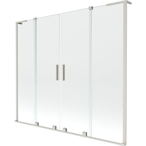 Mexen Velar L Dúo de mampara de baño de 2 hojas corredizas 170 x 150 cm, transparente, níquel cepillado - 896-170-003-02-97 (1/2)