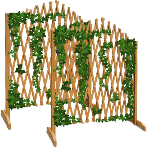 GARDEBRUK® 2x Expanding Wooden Garden Trellis Fence Panel Expandable up to 200cm Wide Freestanding Room Divider Adjustable Privacy Screen Plant Support for Climbing Plants 200x107cm (1/5)