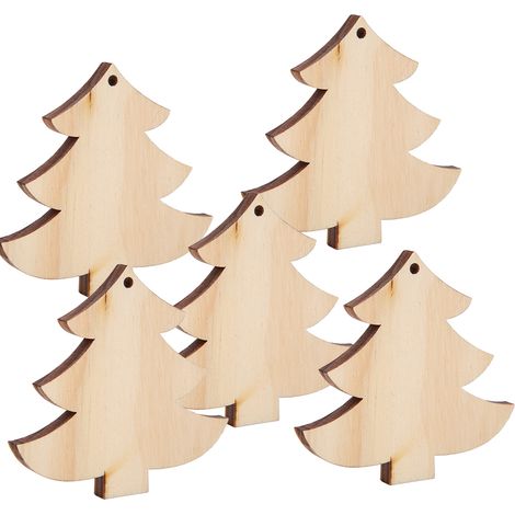 10 pièces de plaques suspendues en bois pour décoration de sapin de Noël et de Nouvel An à faire soi-même (n° 3) (1/5)