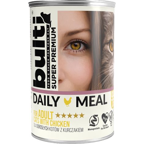 BULTI Repas Quotidien pour Chat Adulte, Aliment Humide au Poulet 400g (1/4)