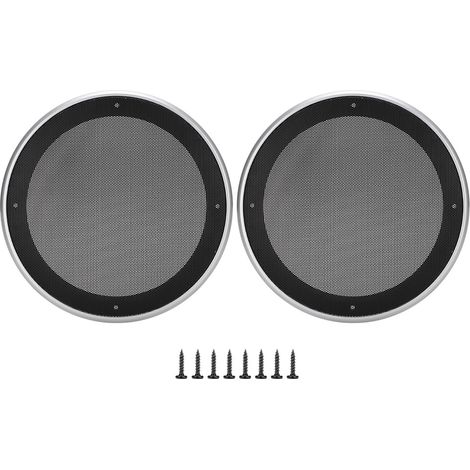 2 grilles décoratives circulaires de protection en métal pour haut-parleur 8 pouces, couleur argent + noir (1/5)