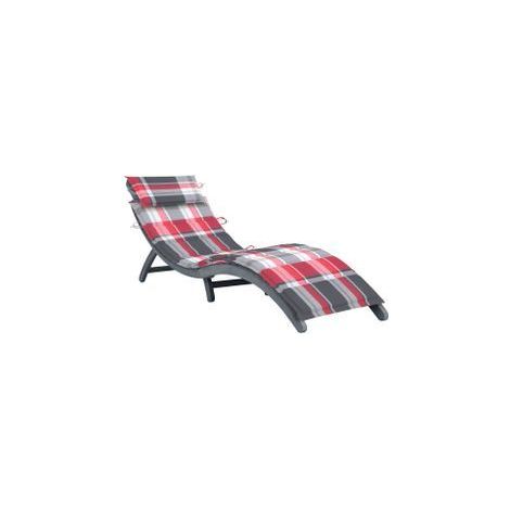 Chaise longue avec coussin Gris Bois d'acacia solide (1/5)