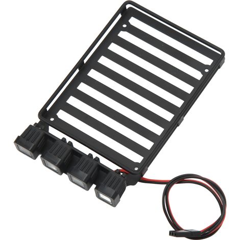 Porte-bagages de toit avec éclairage LED pour voiture RC Axial SCX24 1/24 RC Crawler Quadrate (1/5)