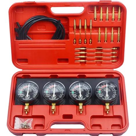 Synchroniseur de carburateur, ensemble de 4 manomètres, matériau en plastique durable, adapté aux motos, fournit une mesure de vide précise, poids de 3,3 kg (1/5)