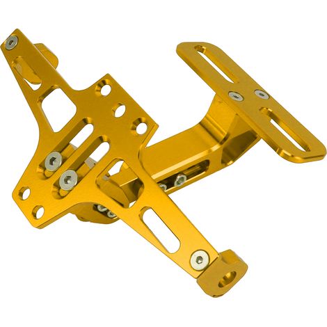 Support de plaque d'immatriculation moto en alliage d'aluminium CNC, universel et réglable, couleur or (1/5)