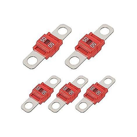 (lot De 5 50a) Fusible Midi Courant Lv Bolt-on Fusible 50a Amp Rouge Pour Voitures, Camions, Vhicules De Construction, Bus, Caravanes (1/3)