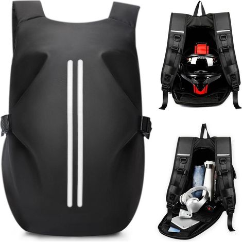 Motorradrucksack Helmrucksack Laptoptasche Herren Damen H-schwarz L (1/5)